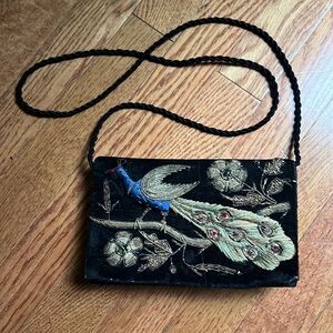 Vintage Purse with Embroidered Peacock